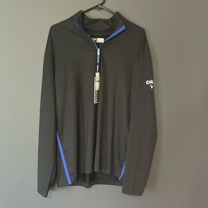 Callaway 3/4 zip lightweight new with tags LG Large black with blue accents.